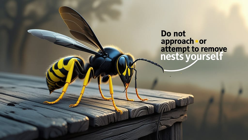 Do not approach or attempt to remove nests Yellow-legged Asian Hornet, Do not approach or attempt to remove nests yourself